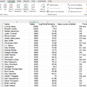 Basic Roster Salary/Fantasy Points